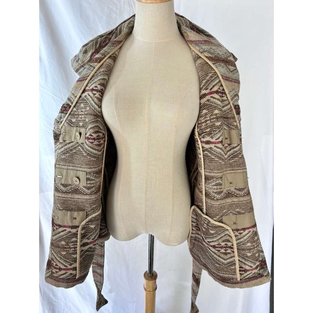 Daughters of the Liberation Women's Tan iKat Poetry Coat Jacket Size S (C-1) - Picture 9 of 10
